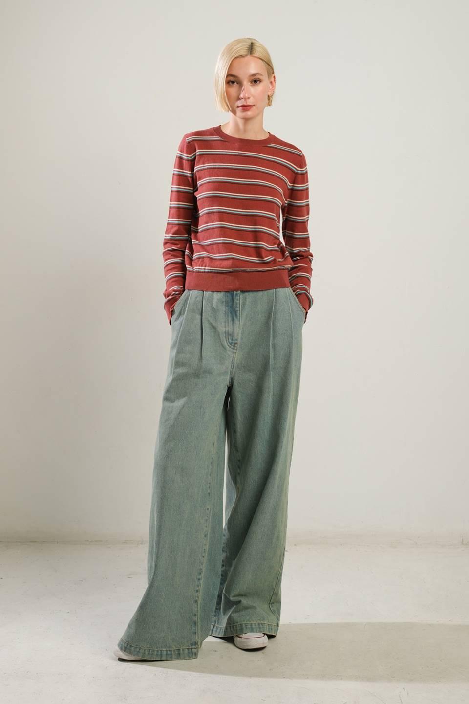 Well Played Sweater Top in brick multi, view 5 — Soul Flow Apparel