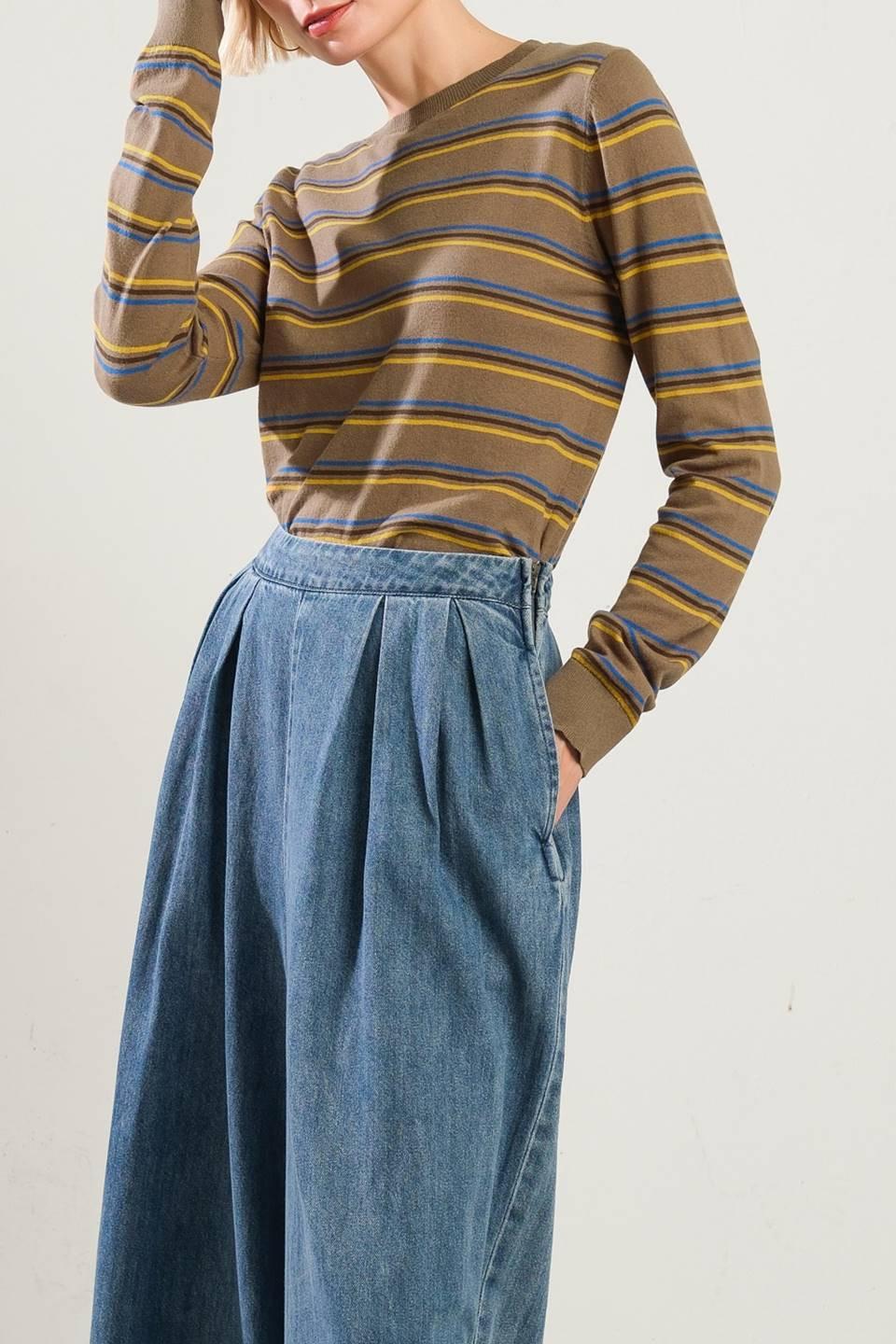Well Played Sweater Top in brown multi, view 4 — Soul Flow Apparel