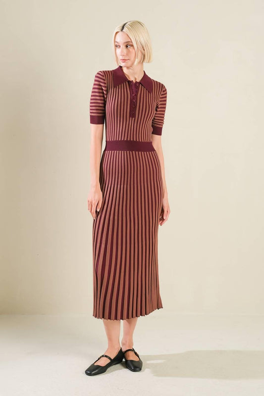 Luxe Living Sweater Midi Dress in burgundy brown, view 1 — Soul Flow Apparel