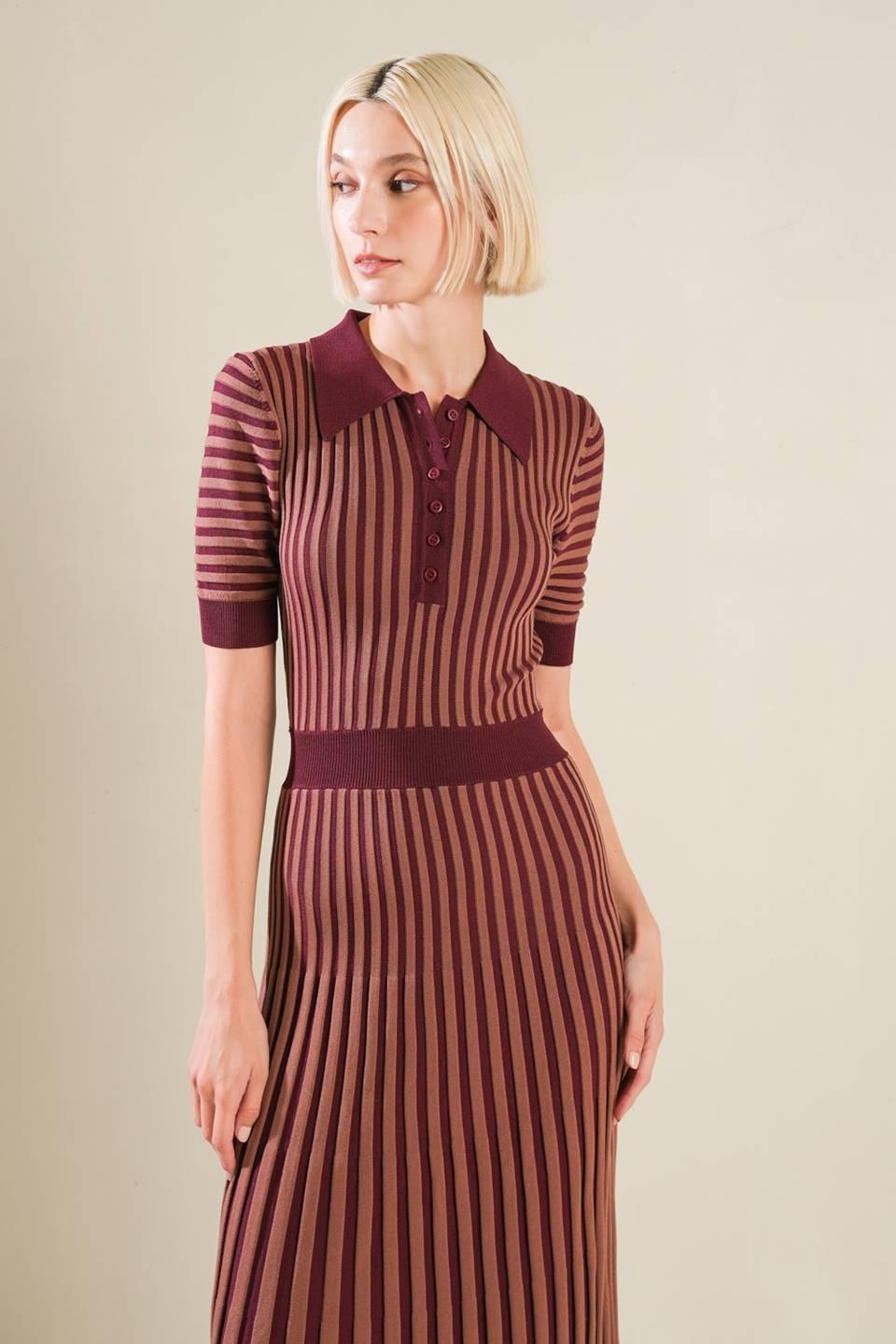 Luxe Living Sweater Midi Dress in burgundy brown, view 4 — Soul Flow Apparel