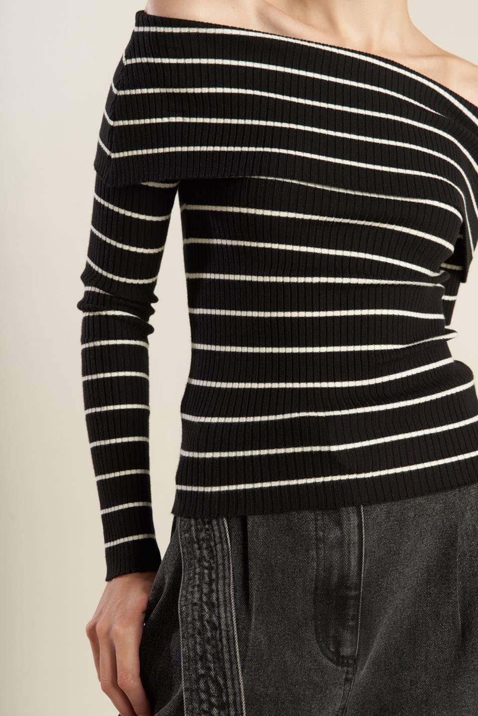 In Too Deep Sweater Top in black white, view 6 — Soul Flow Apparel