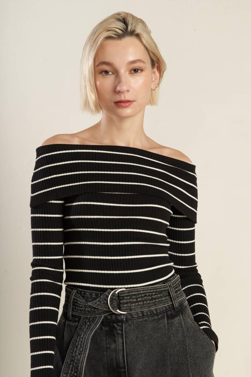 In Too Deep Sweater Top in black white, view 7 — Soul Flow Apparel