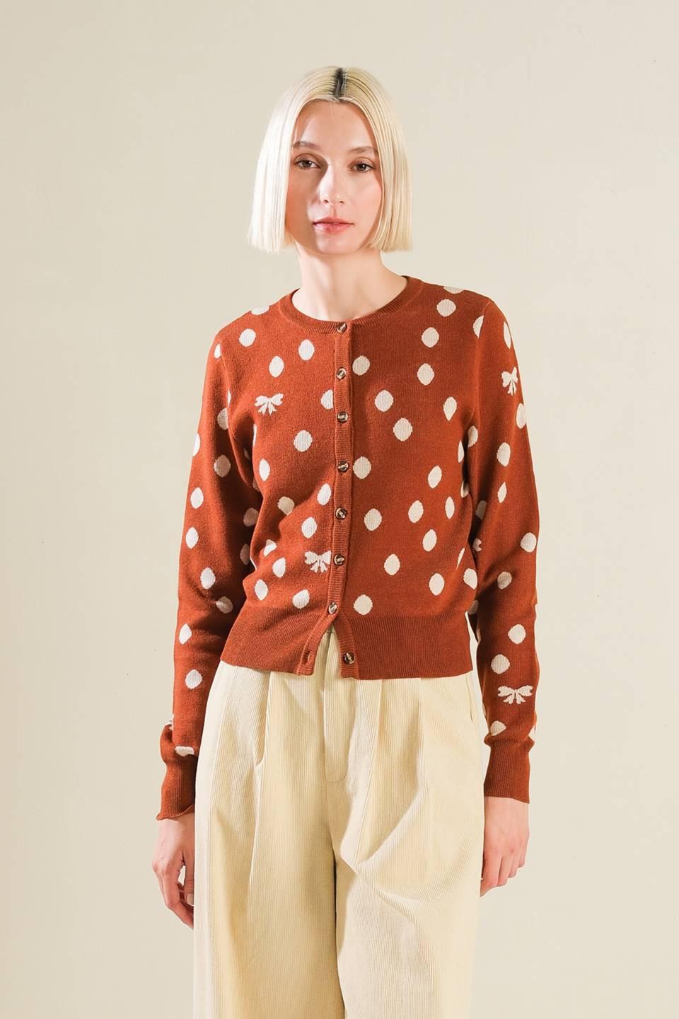 Finer Things Sweater Cardigan in rust, view 1 — Soul Flow Apparel