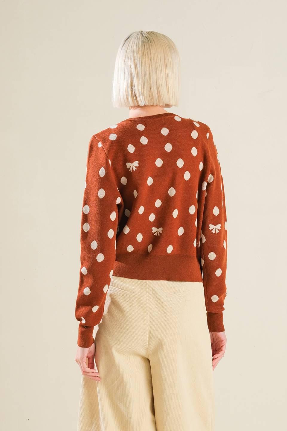 Finer Things Sweater Cardigan in rust, view 2 — Soul Flow Apparel