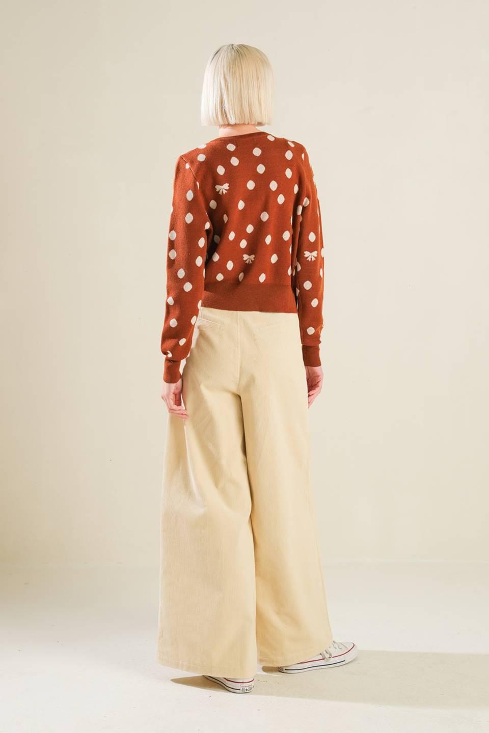 Finer Things Sweater Cardigan in rust, view 6 — Soul Flow Apparel