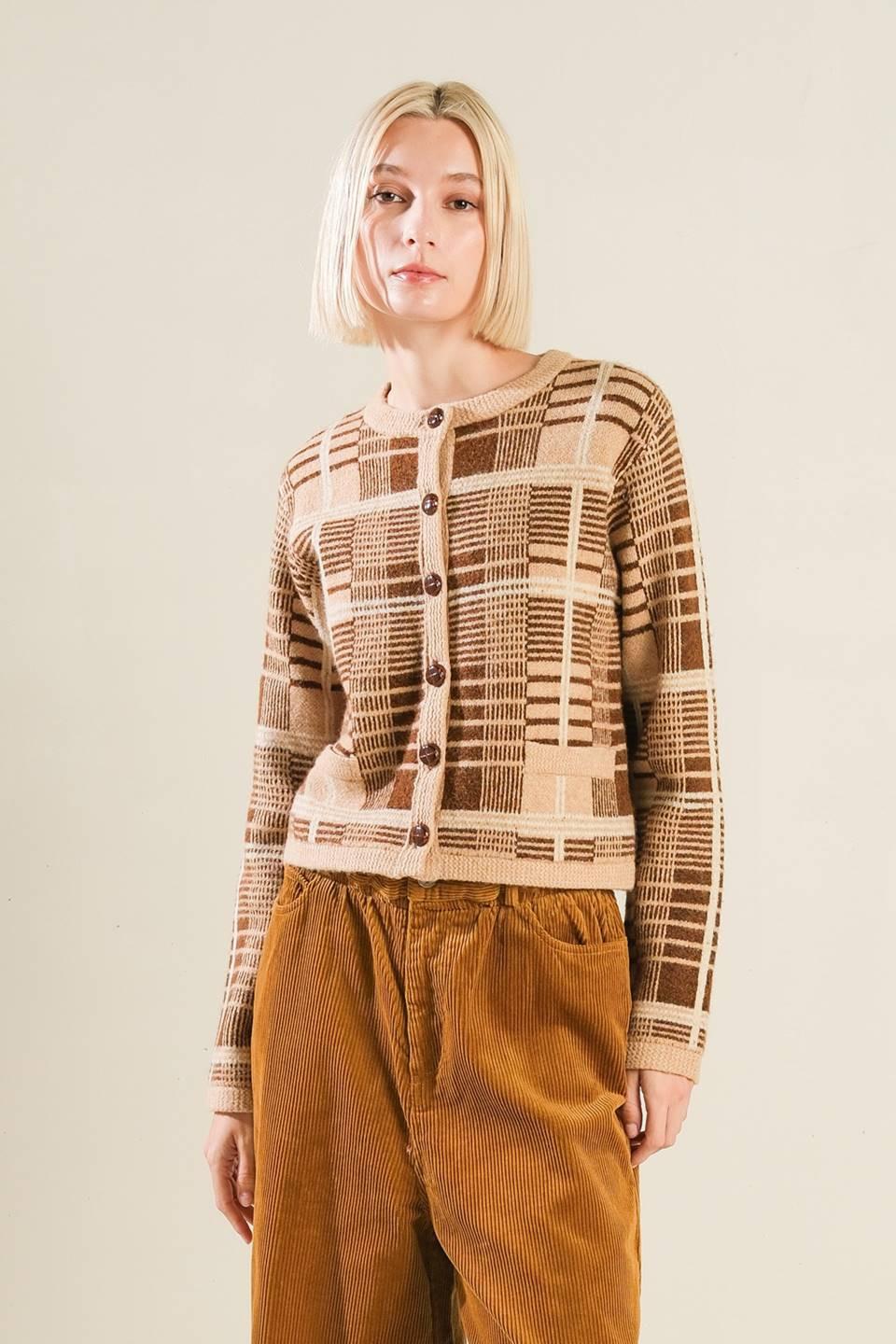 Alphabet of Love Cardigan in taupe brown, view 1 — Soul Flow Apparel