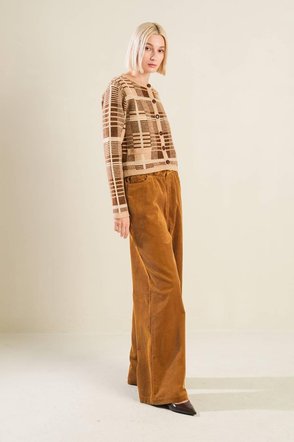 Alphabet of Love Cardigan in taupe brown, view 3 — Soul Flow Apparel