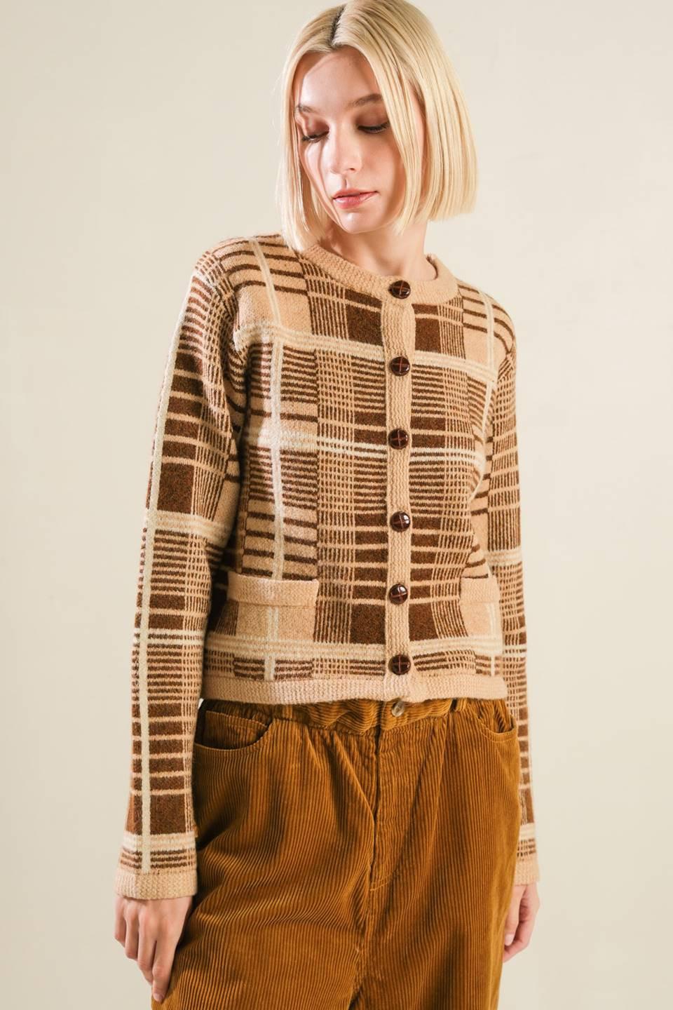 Alphabet of Love Cardigan in taupe brown, view 4 — Soul Flow Apparel