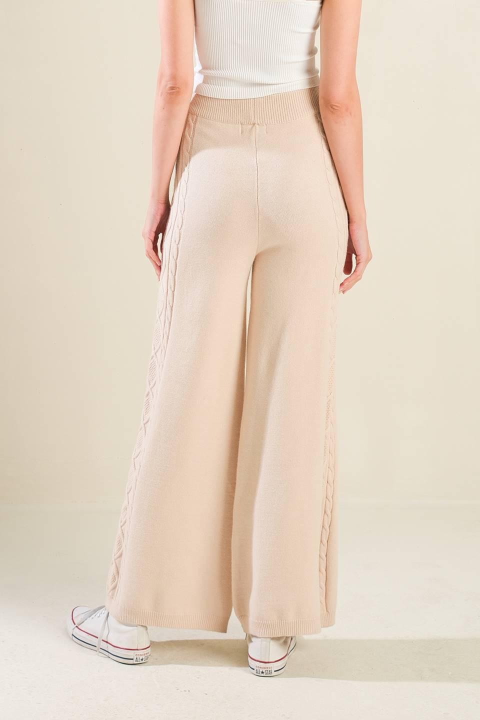 Hold Your Gaze Sweater Knit Pants in taupe, view 2 — Soul Flow Apparel
