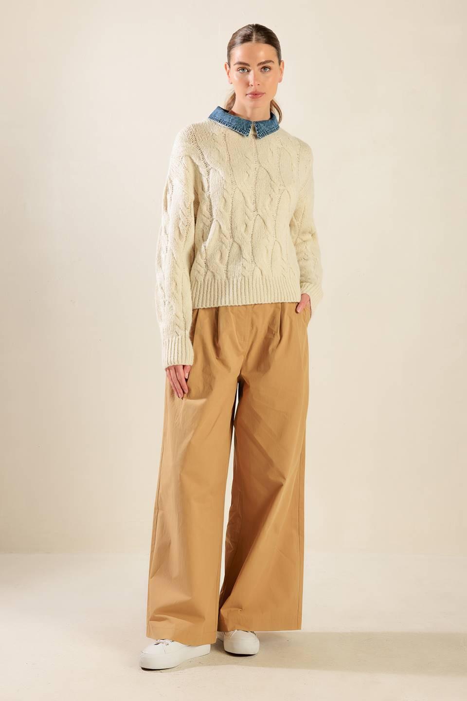 Totally Smitten Pullover Sweater Top in cream, view 5 — Soul Flow Apparel