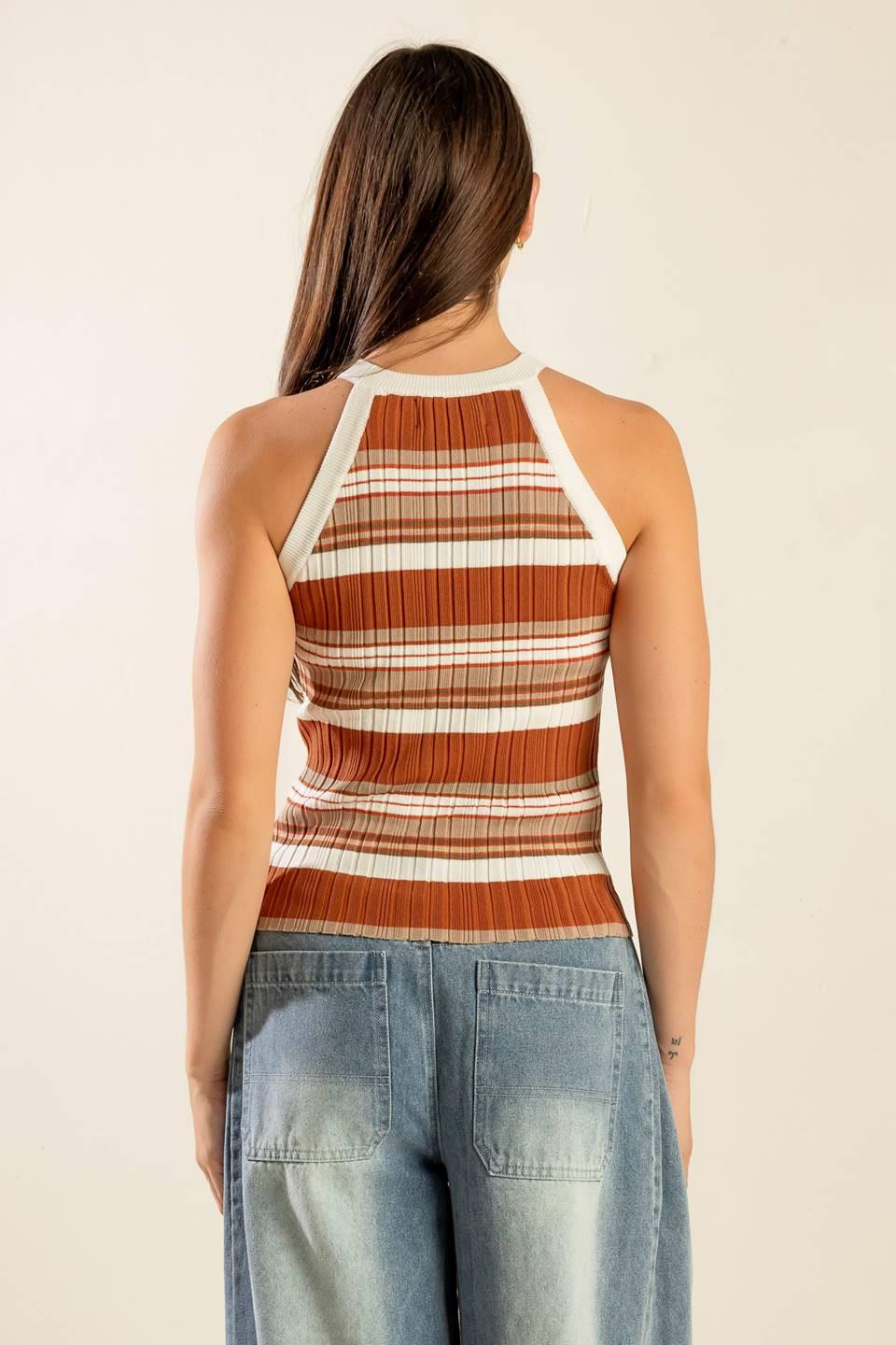 Anytime Now Sweater Knit Top in rust taupe, view 3 — Soul Flow Apparel
