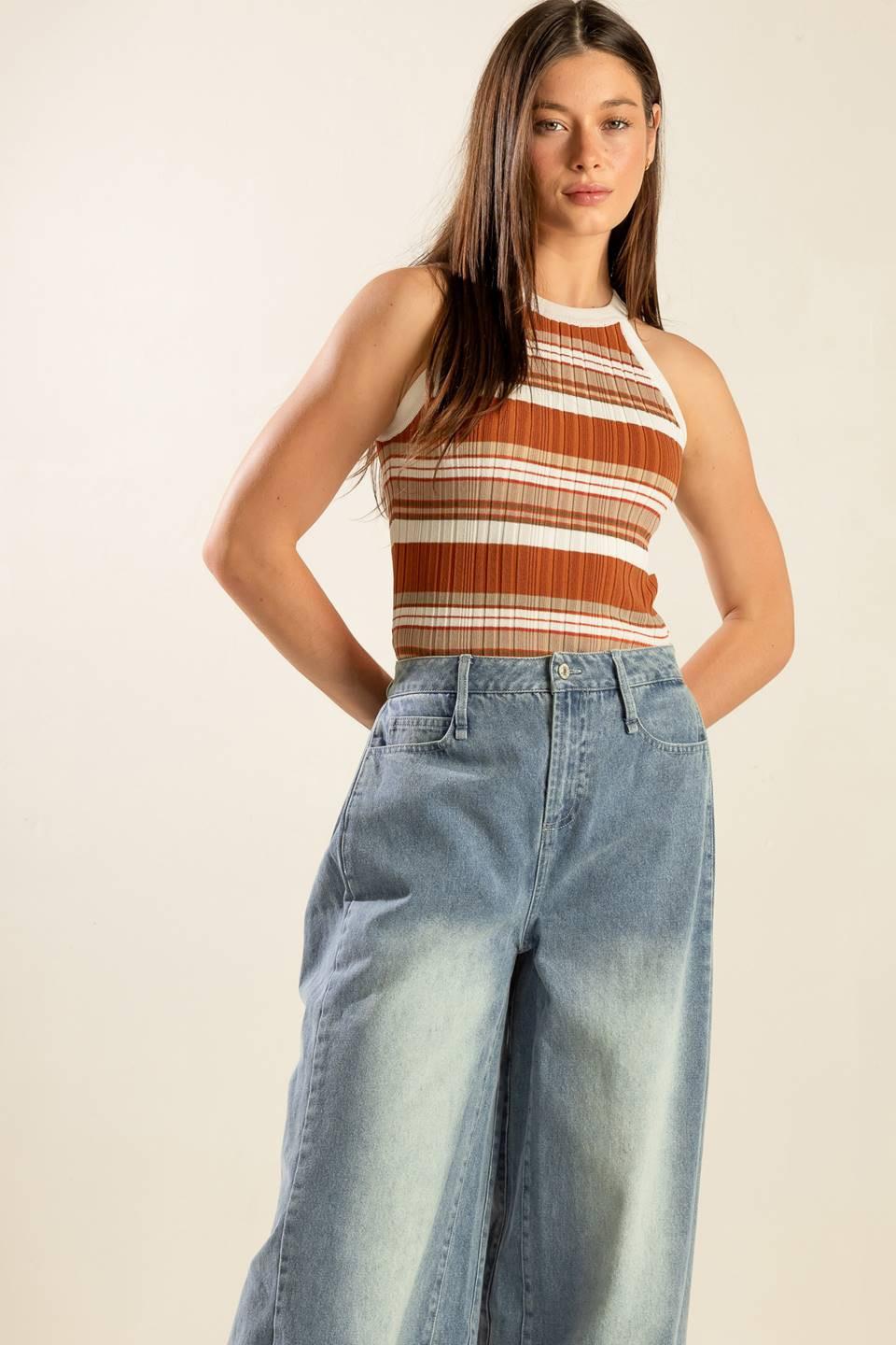 Anytime Now Sweater Knit Top in rust taupe, view 6 — Soul Flow Apparel