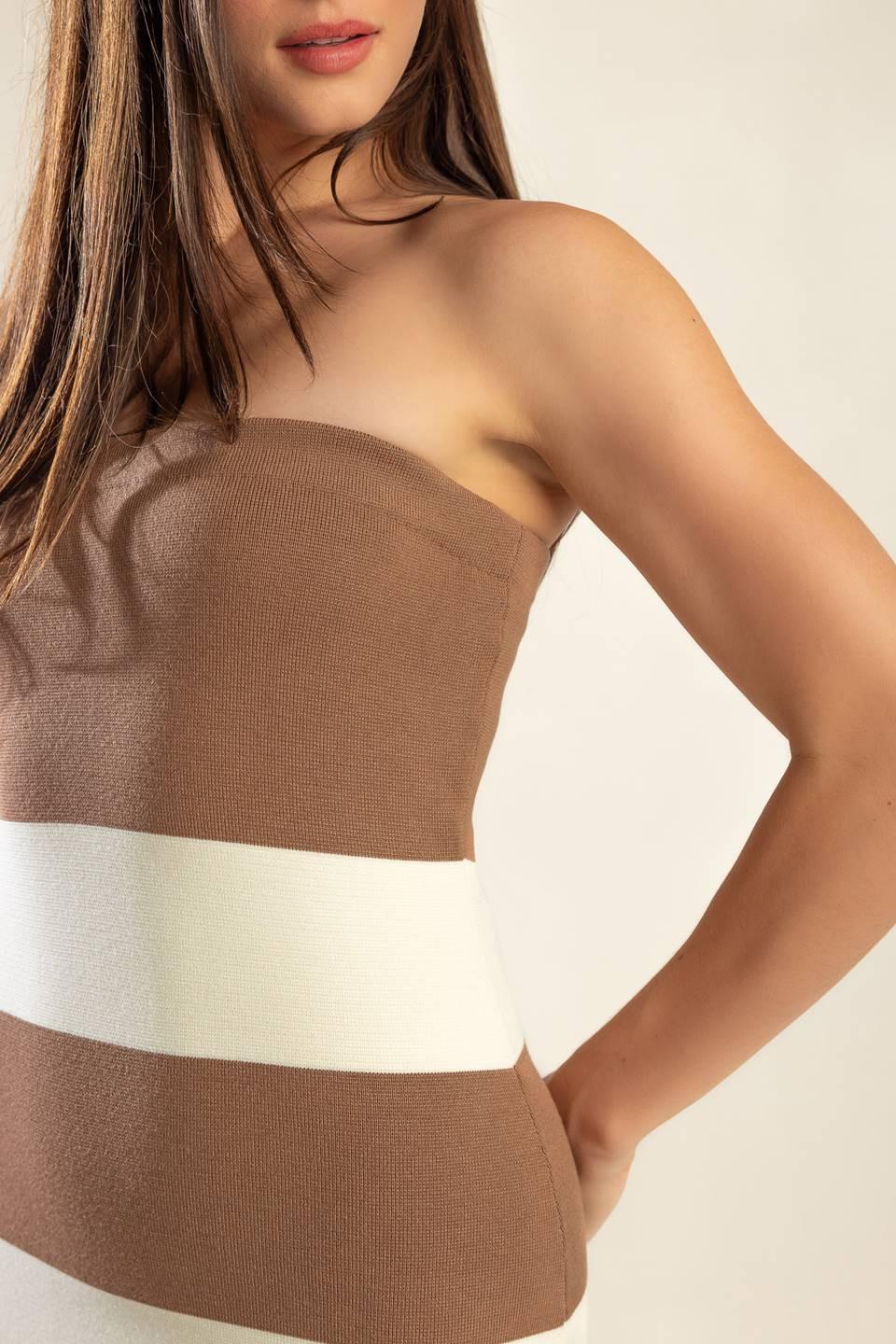 Romantic Afternoon Sweater Midi Tube Dress in taupe cream, view 4 — Soul Flow Apparel