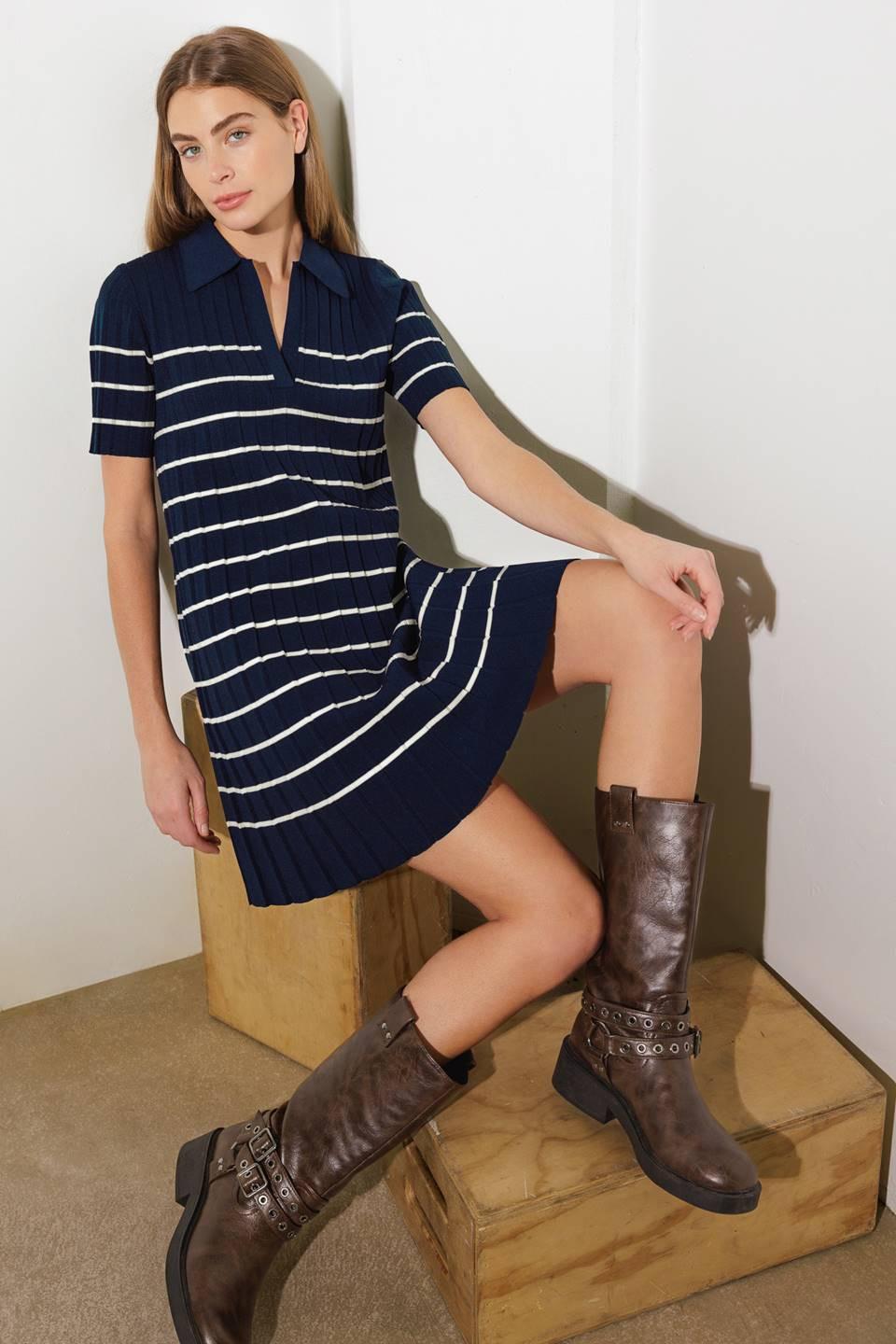 Rustic Dream Sweater Mini Dress in navy, view 10 — Soul Flow Apparel