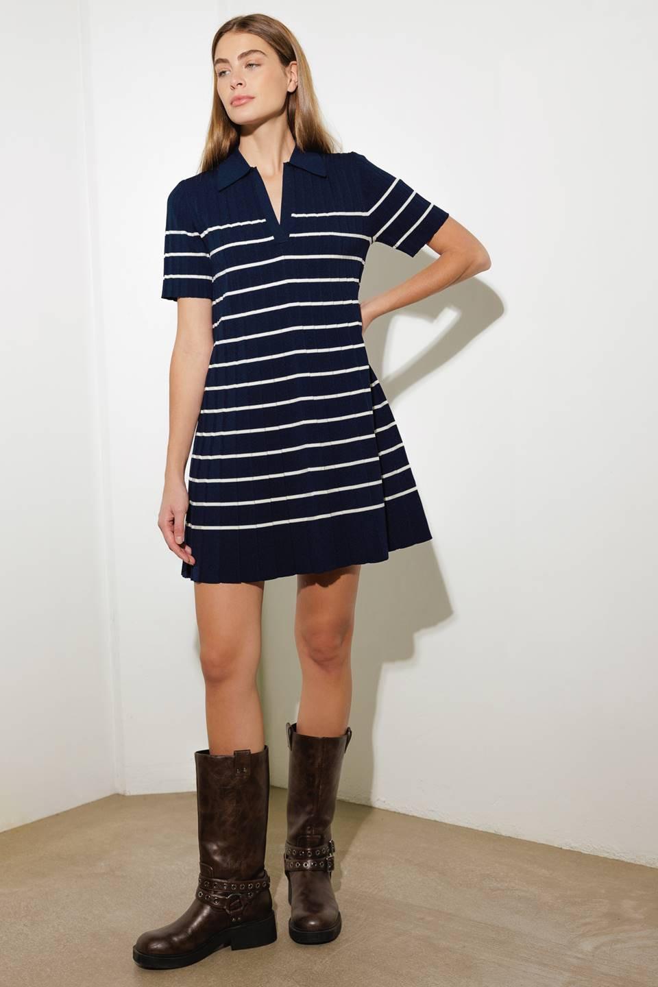 Rustic Dream Sweater Mini Dress in navy, view 2 — Soul Flow Apparel