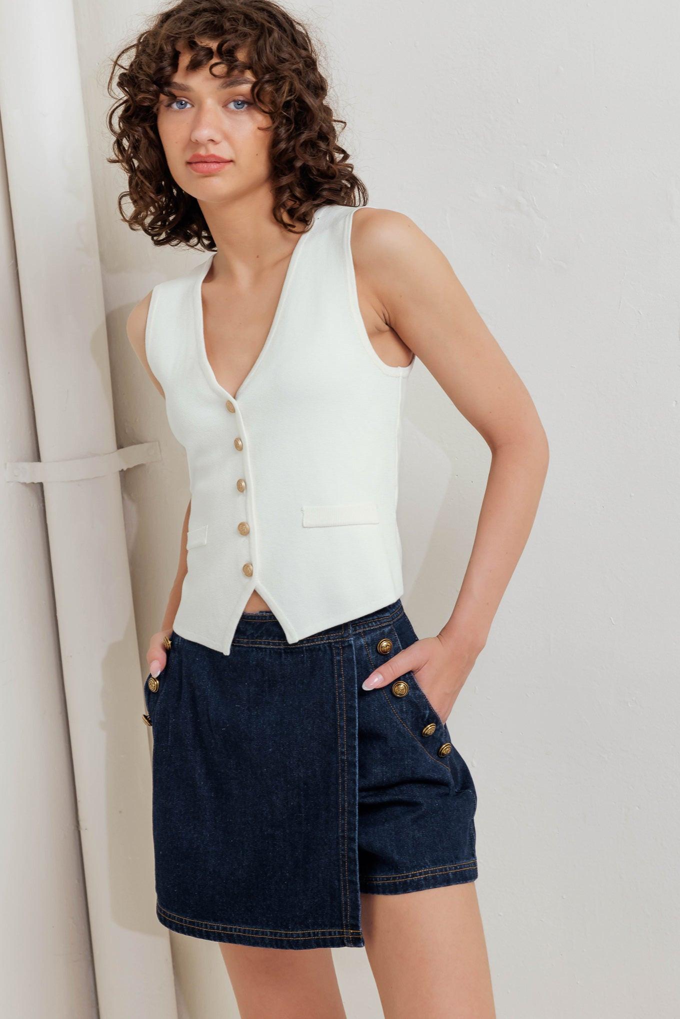 Neat Tension Sweater Top in white, view 3 — Soul Flow Apparel