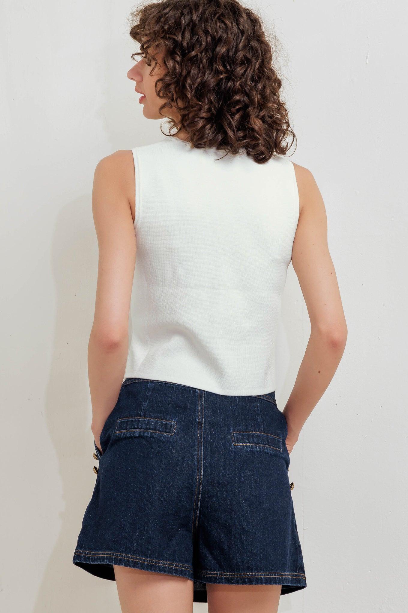 Neat Tension Sweater Top in white, view 7 — Soul Flow Apparel