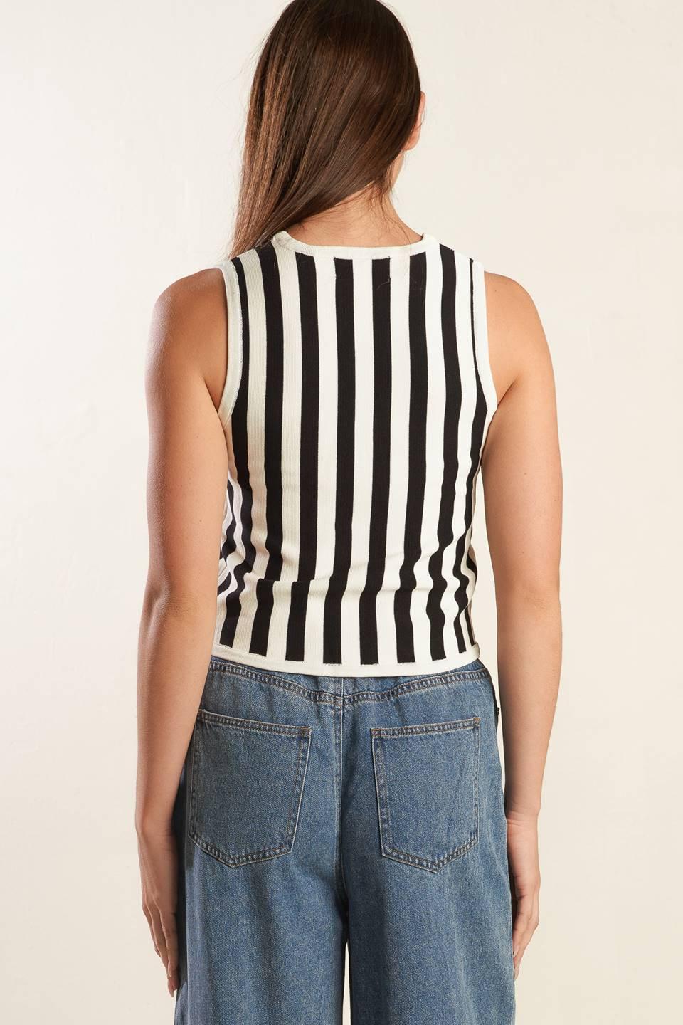 Free to Dream Sweater Knit Vest in white black, view 5 — Soul Flow Apparel