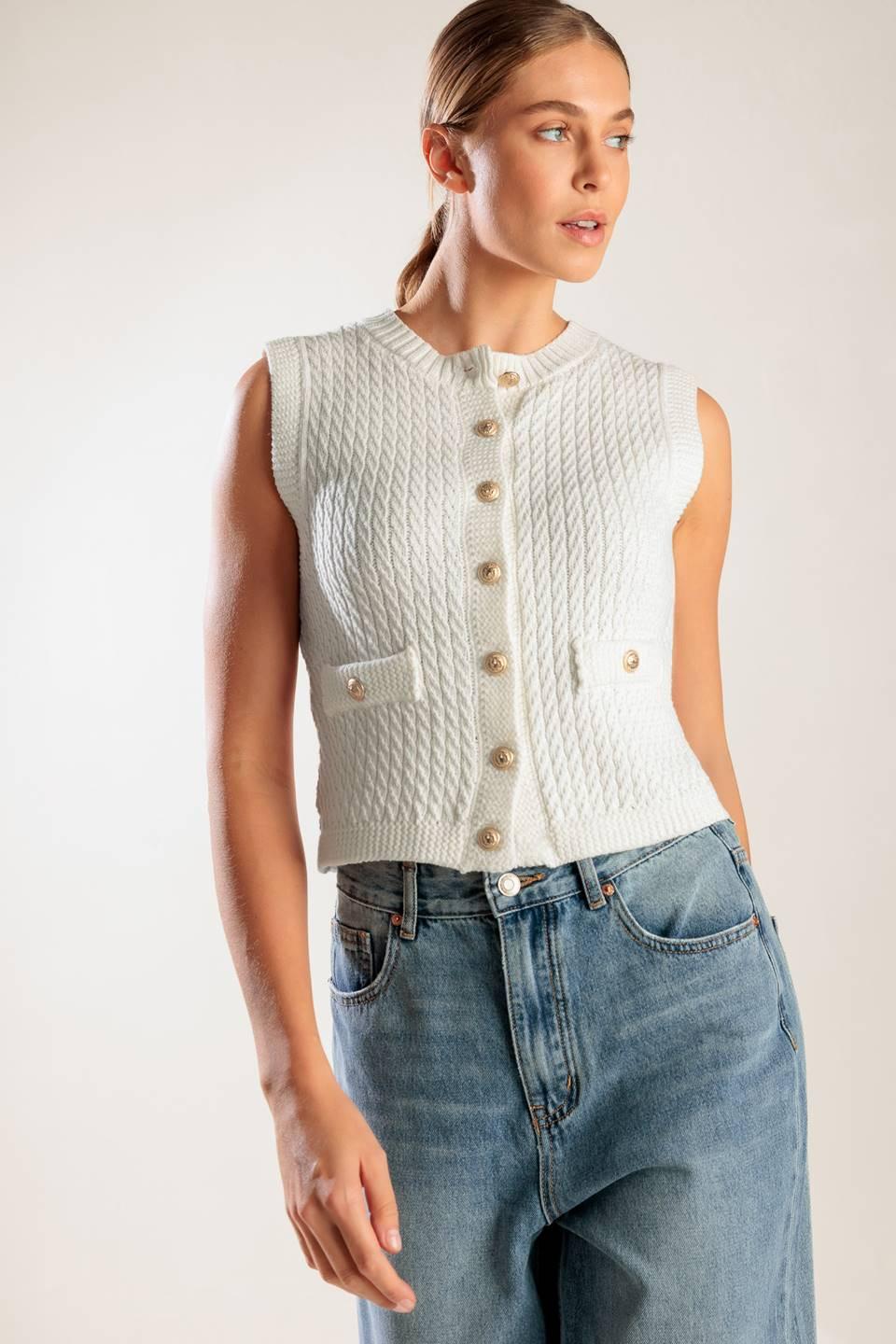 Nothing Like It White Knit Vest, view 5 — Soul Flow Apparel