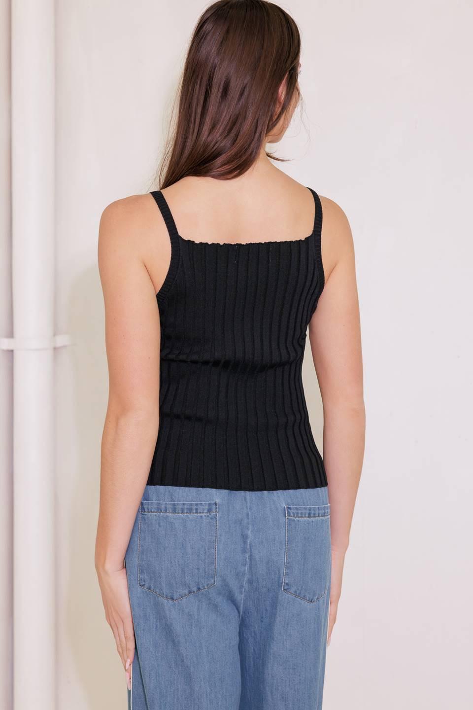 Bit of Sunshine Black Sweater Knit Tank Top, view 6 — Soul Flow Apparel