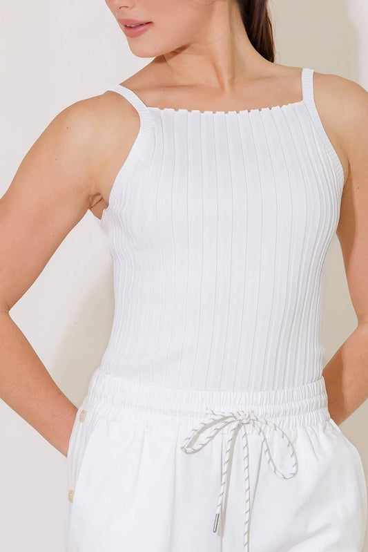 Bit of Sunshine White Sweater Knit Tank Top, view 3 — Soul Flow Apparel