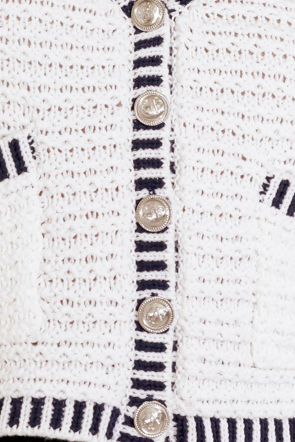 So in Love Sweater Knit Vest in white navy, fabric swatch — Soul Flow Apparel