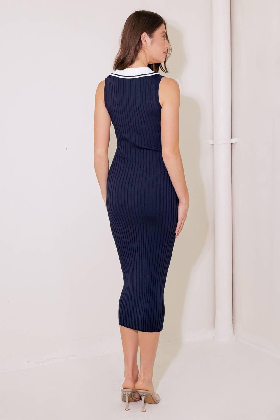 So Magnetic Navy Sweater Midi Dress in white, view 7 — Soul Flow Apparel