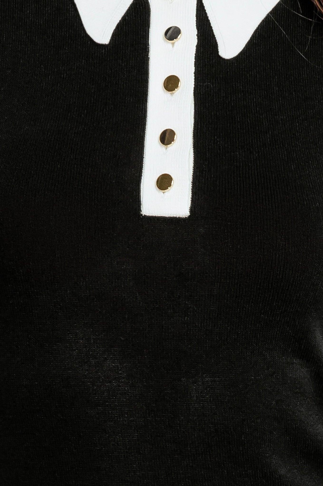 My Favorite Creamy Knit Top in black white, fabric swatch — Soul Flow Apparel