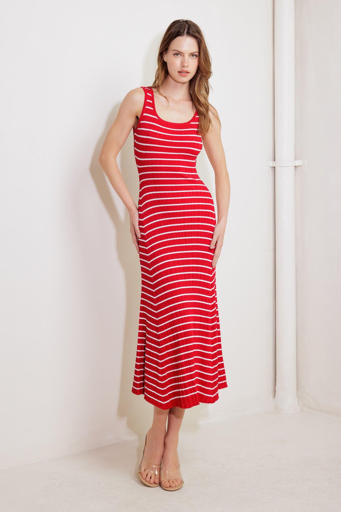 Soft Side of Red Knit Midi Dress, view 1 — Soul Flow Apparel
