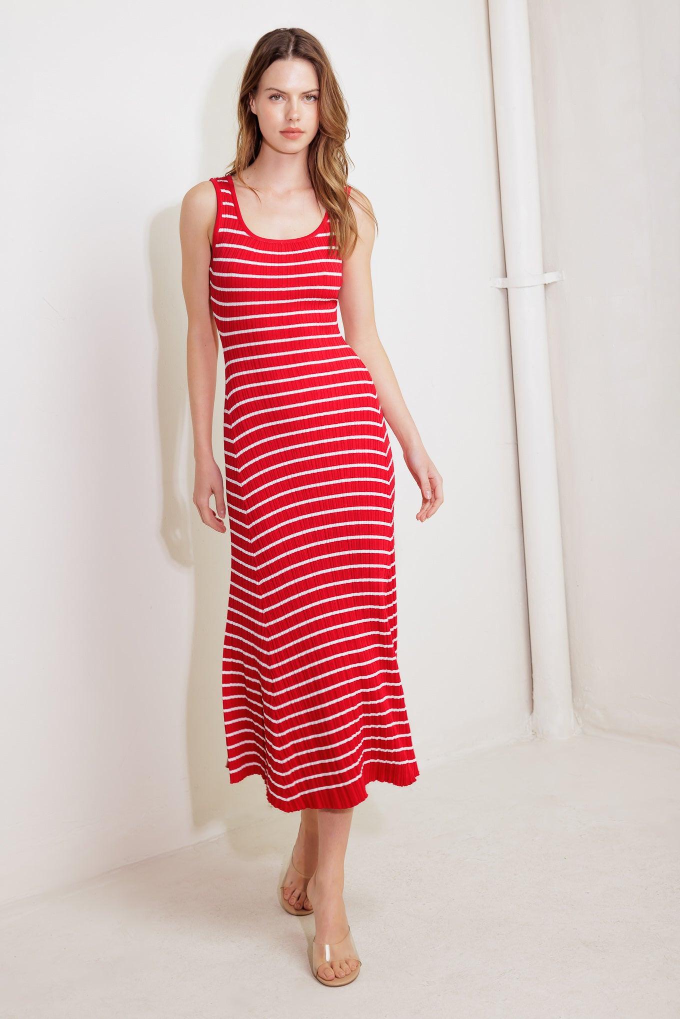 Soft Side of Red Knit Midi Dress, view 2 — Soul Flow Apparel