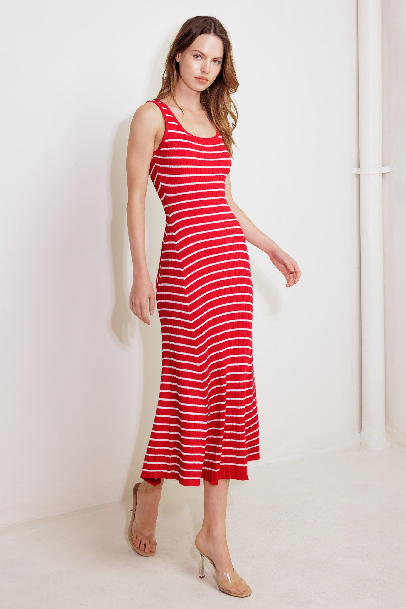 Soft Side of Red Knit Midi Dress, view 3 — Soul Flow Apparel