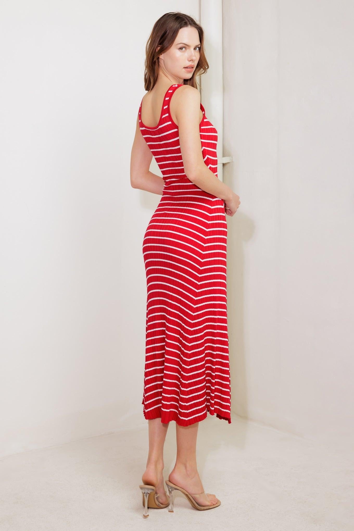 Soft Side of Red Knit Midi Dress, view 6 — Soul Flow Apparel