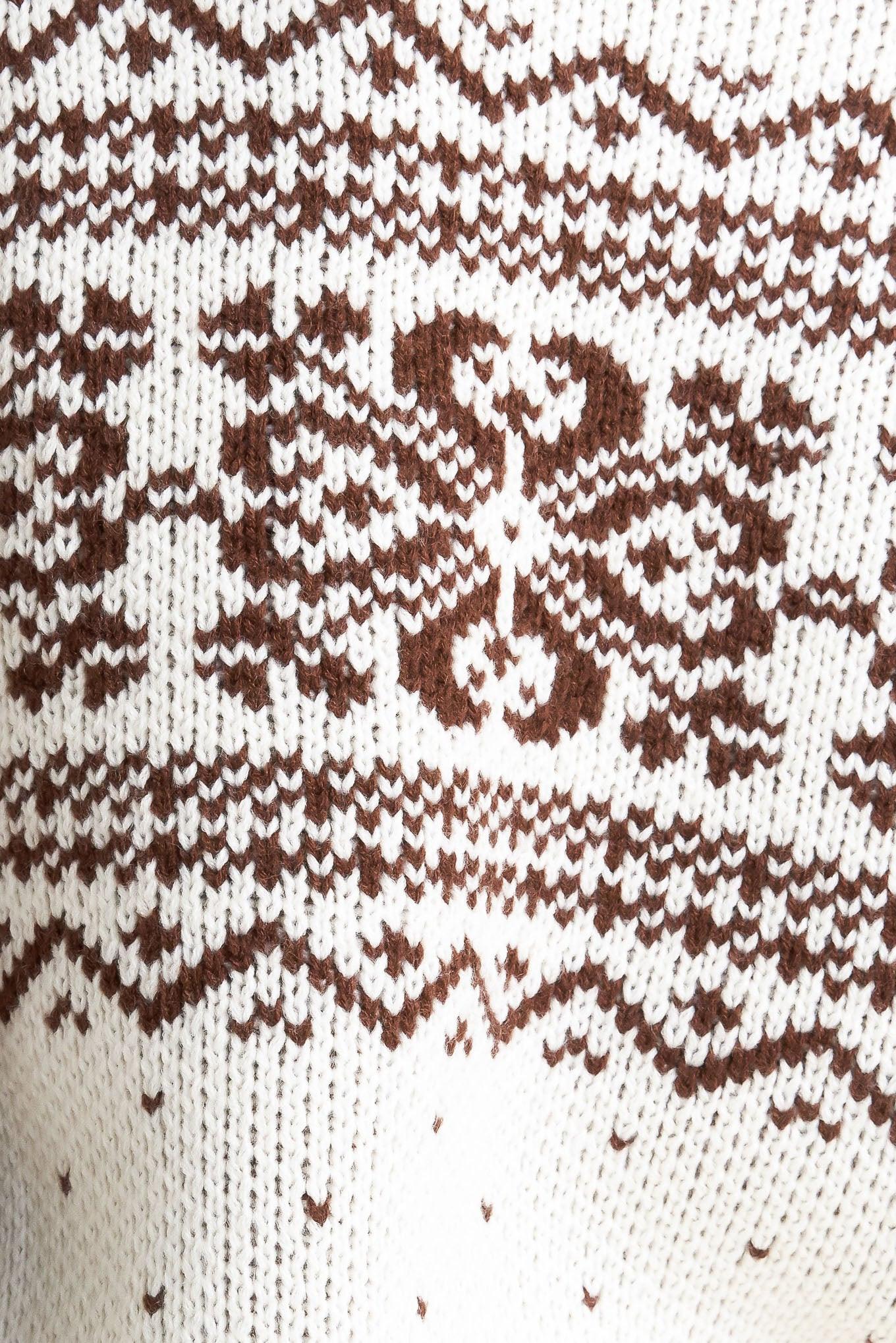 Snowflake Glam Pullover Sweater Top in cream brown, fabric swatch — Soul Flow Apparel