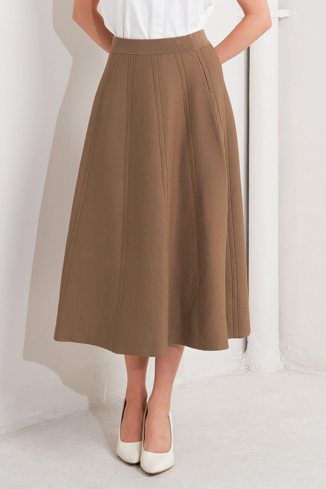 Latte Lane Sweater Knit Circle Skirt in camel, view 1 — Soul Flow Apparel