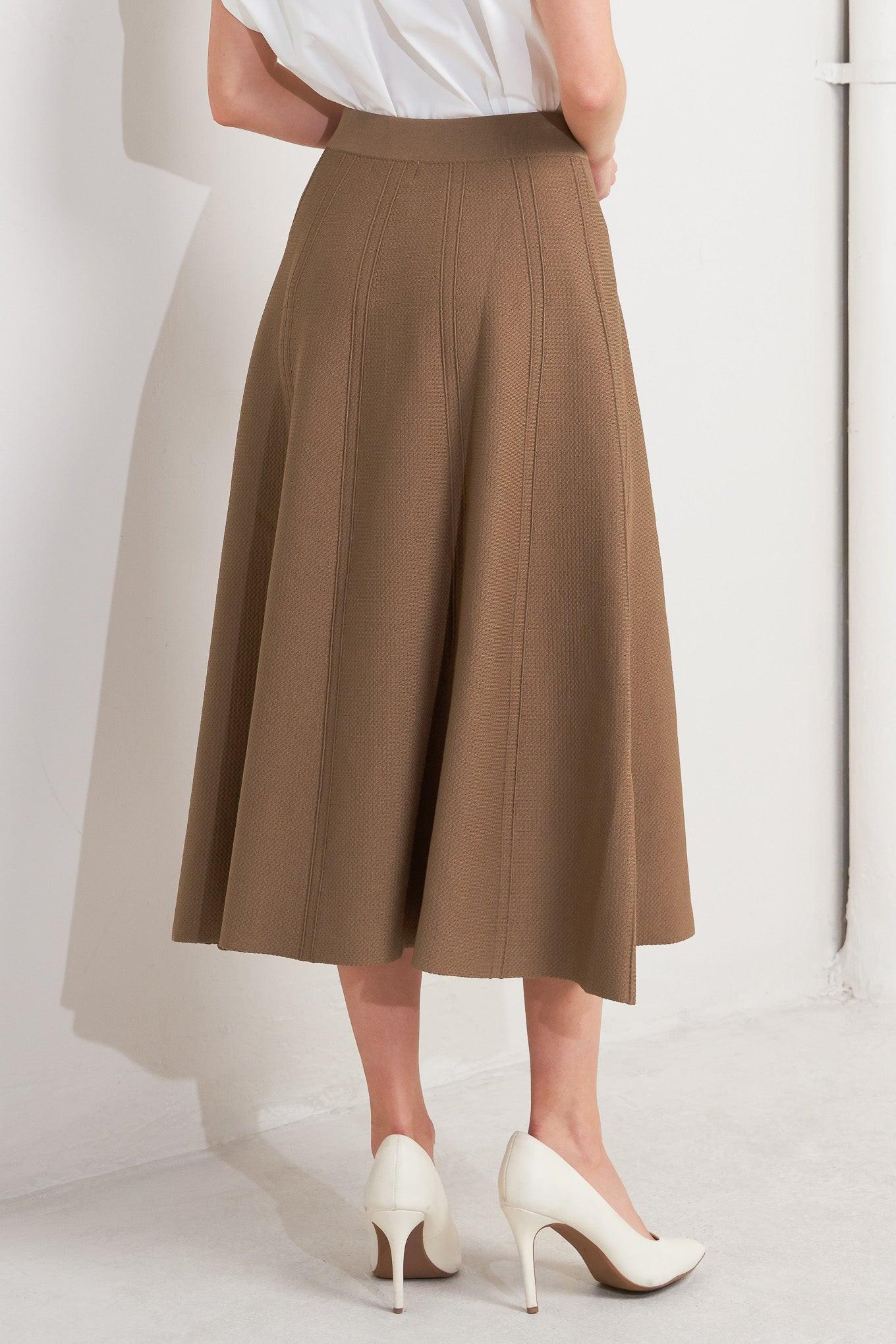 Latte Lane Sweater Knit Circle Skirt in camel, view 6 — Soul Flow Apparel