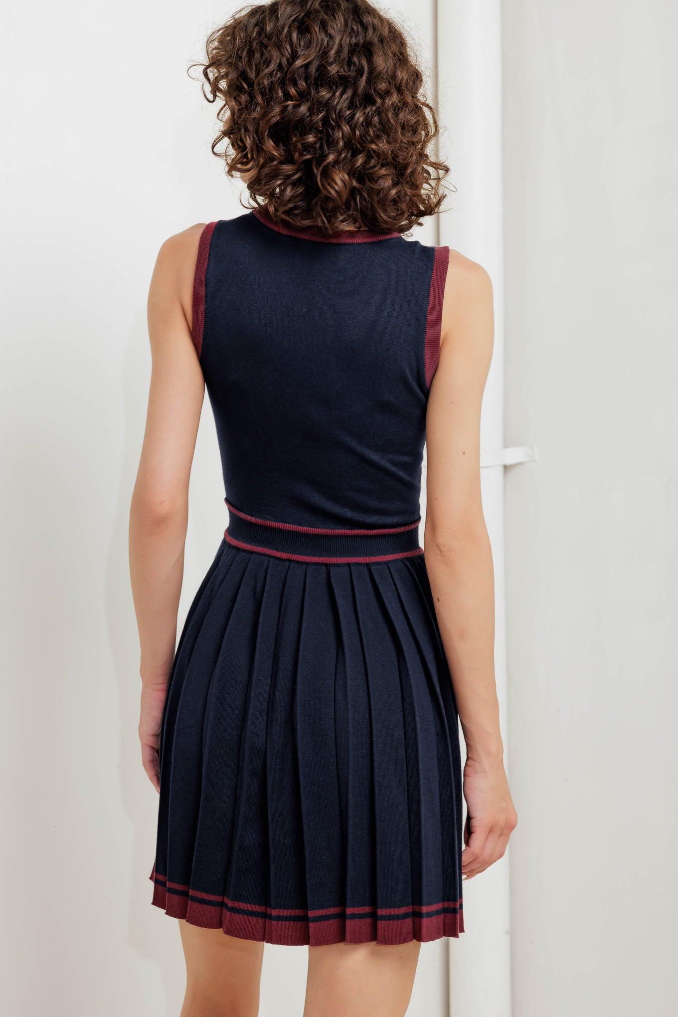 Berry Stripe Sweater Mini Dress in navy, view 7 — Soul Flow Apparel