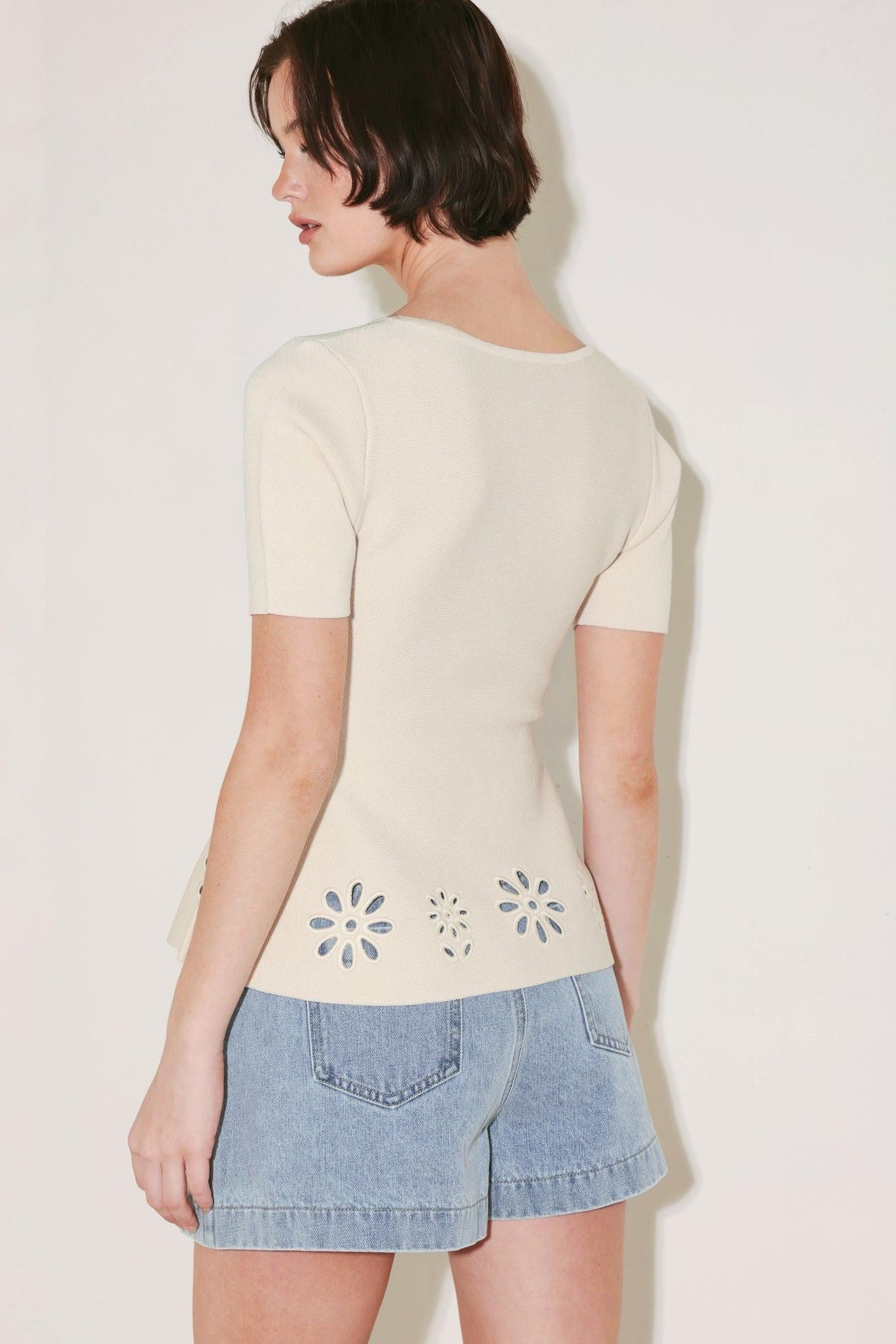 Summer Crush Edit Sweater Knit Top in beige cream, view 6 — Soul Flow Apparel