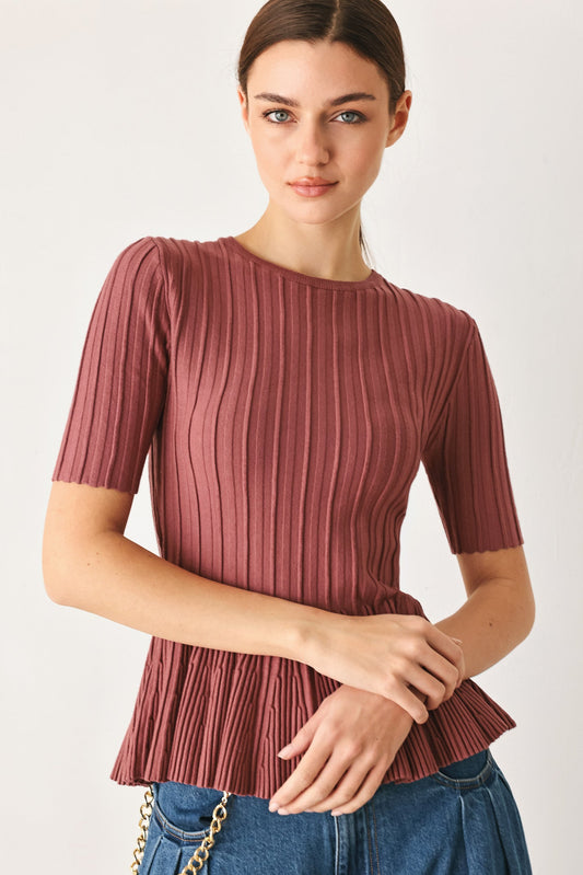 Soft Girl Sweater Knit Top in marsala, view 4 — Soul Flow Apparel