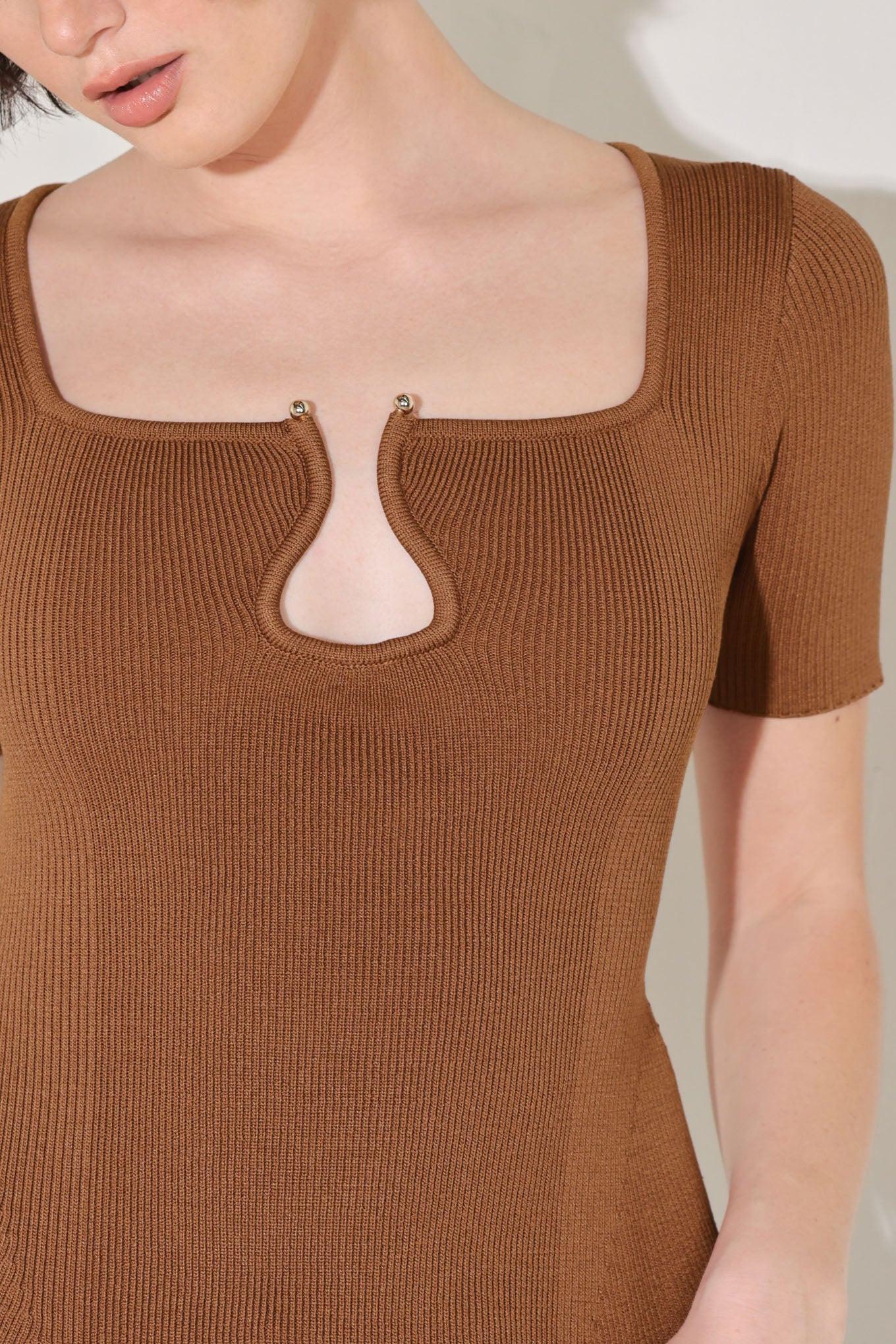 Golden Glow Moment Sweater Top in brown, view 4 — Soul Flow Apparel