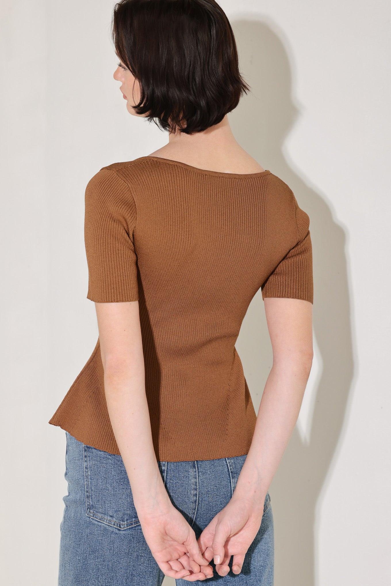 Golden Glow Moment Sweater Top in brown, view 6 — Soul Flow Apparel