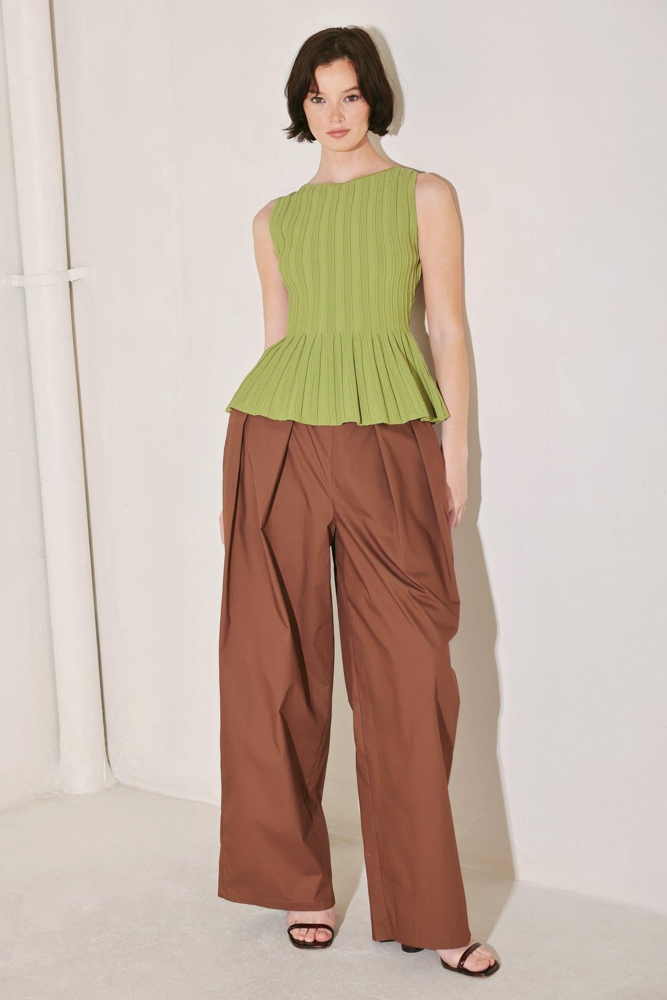 Cool Nature Era Sweater Knit Top in light olive, view 2 — Soul Flow Apparel