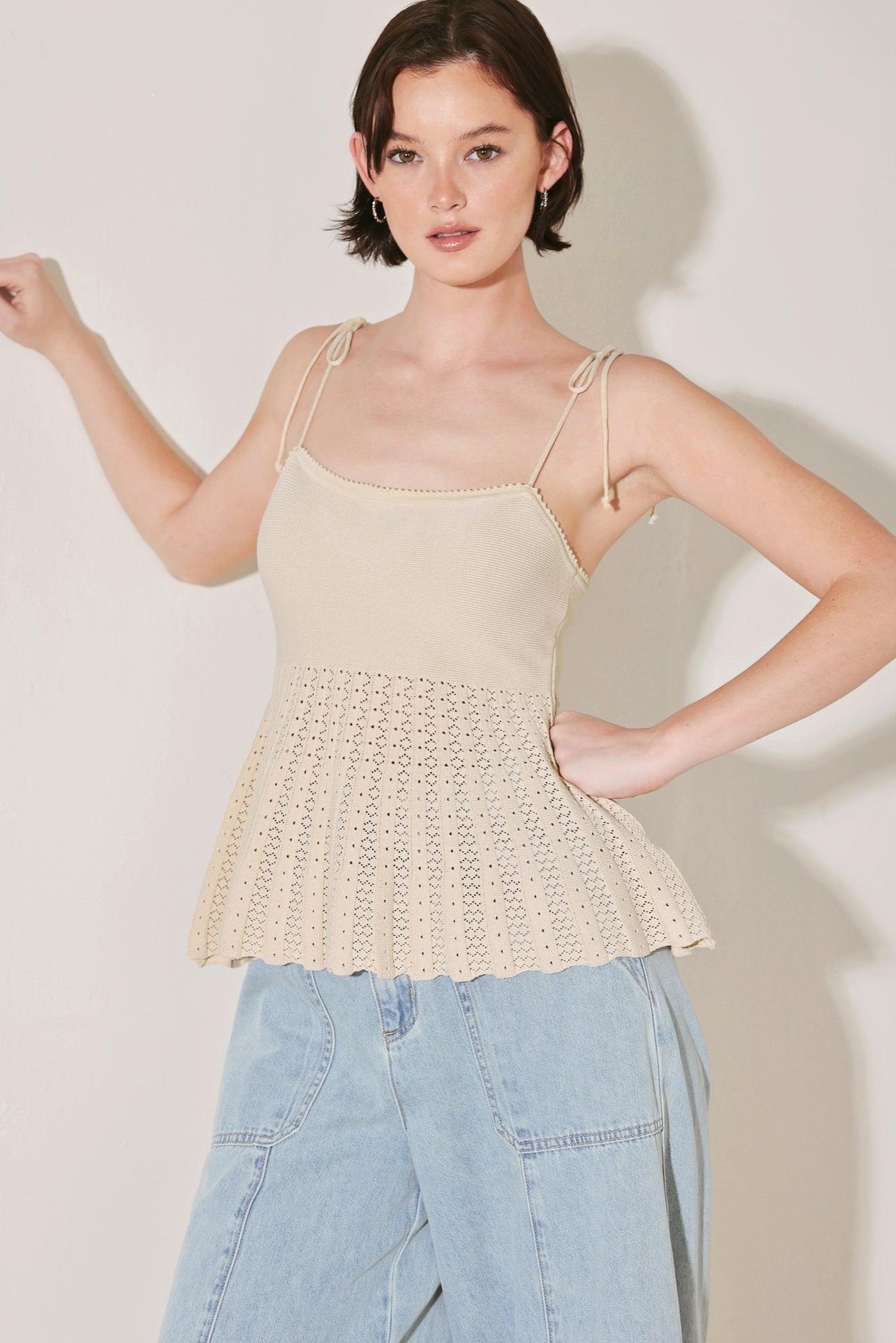 Sweet Escape Mood Sweater Knit Top in neutral, view 4 — Soul Flow Apparel