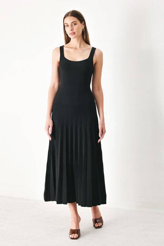 Mono Form Sweater Knit Midi Dress in black, view 1 — Soul Flow Apparel