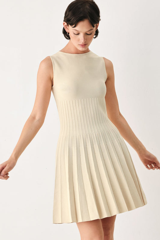 The Weekend Estate Sweater Knit Mini Dress in neutral, view 5 — Soul Flow Apparel