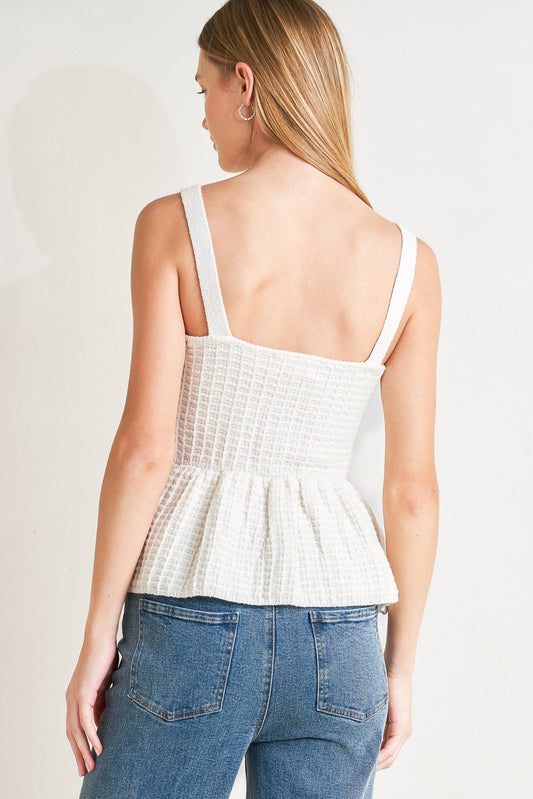 Sunday in Santorini Sweater Knit Top in white, view 3 — Soul Flow Apparel