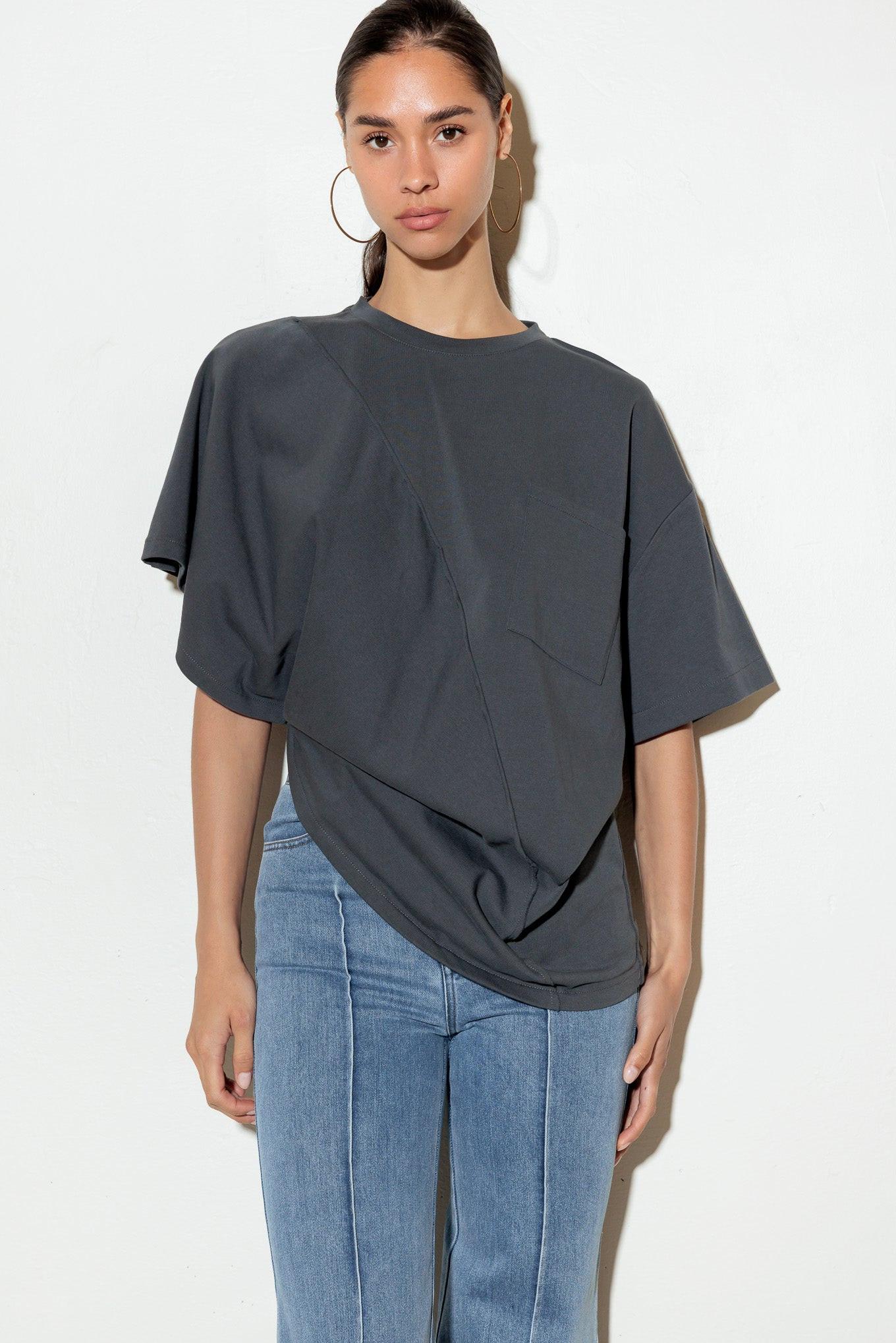 In Love with Me Knit Top in charcoal, view 3 — Soul Flow Apparel