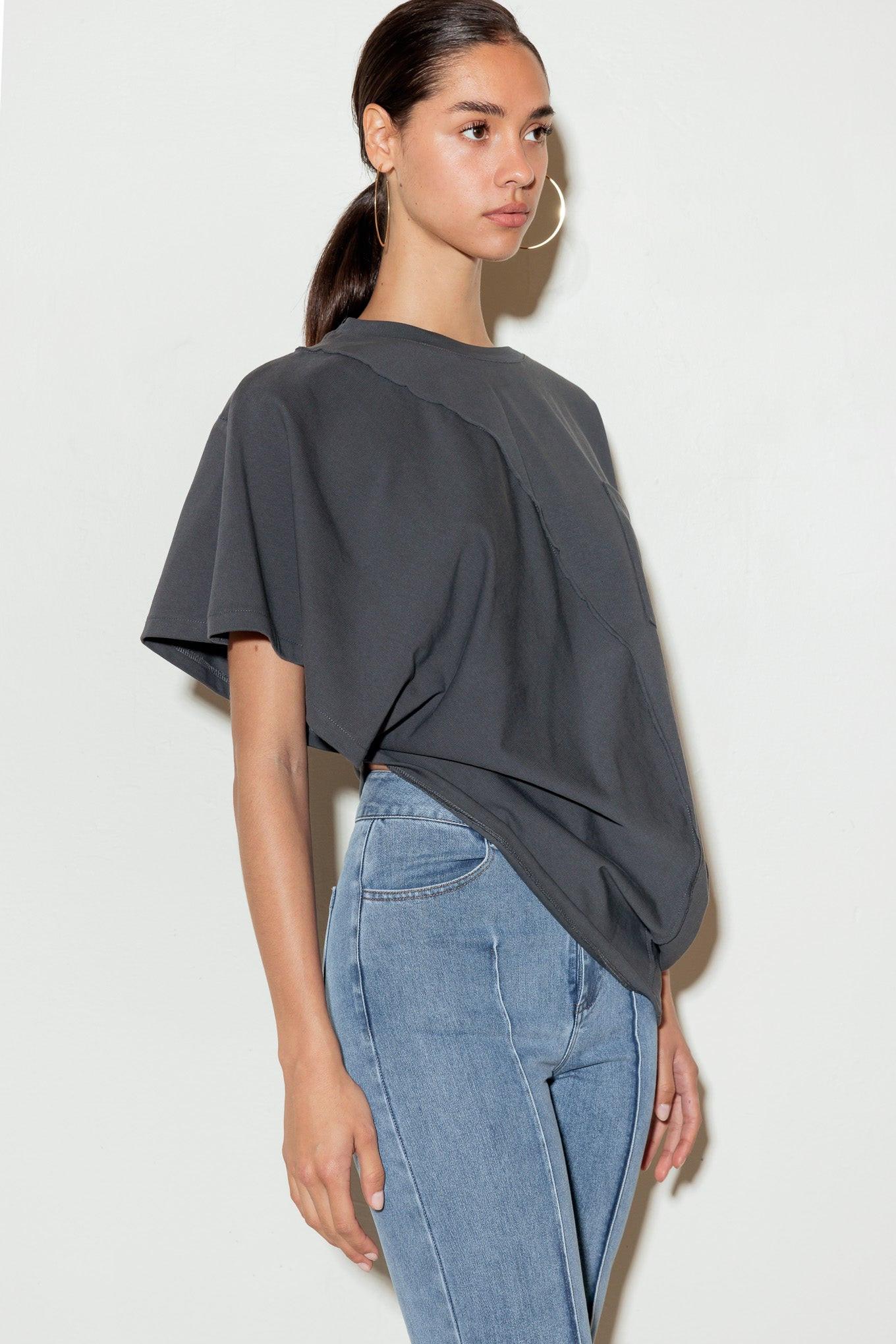 In Love with Me Knit Top in charcoal, view 6 — Soul Flow Apparel