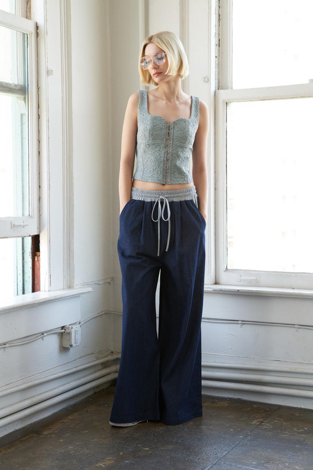 Through the Looking Woven Top in 20grey, view 2 — Soul Flow Apparel