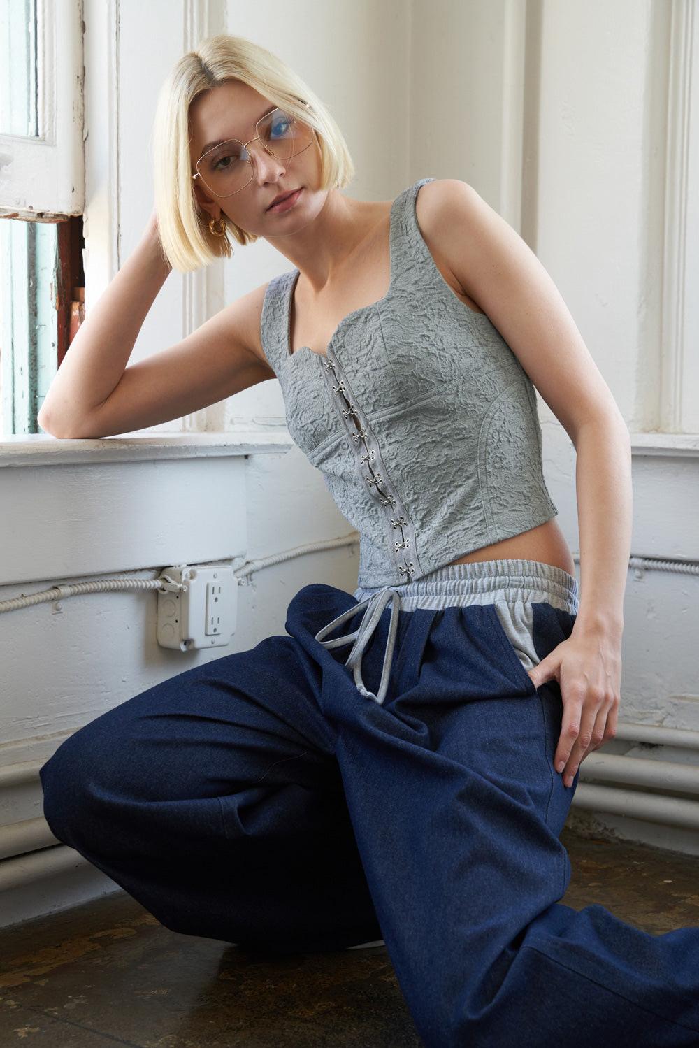 Through the Looking Woven Top in 20grey, view 5 — Soul Flow Apparel
