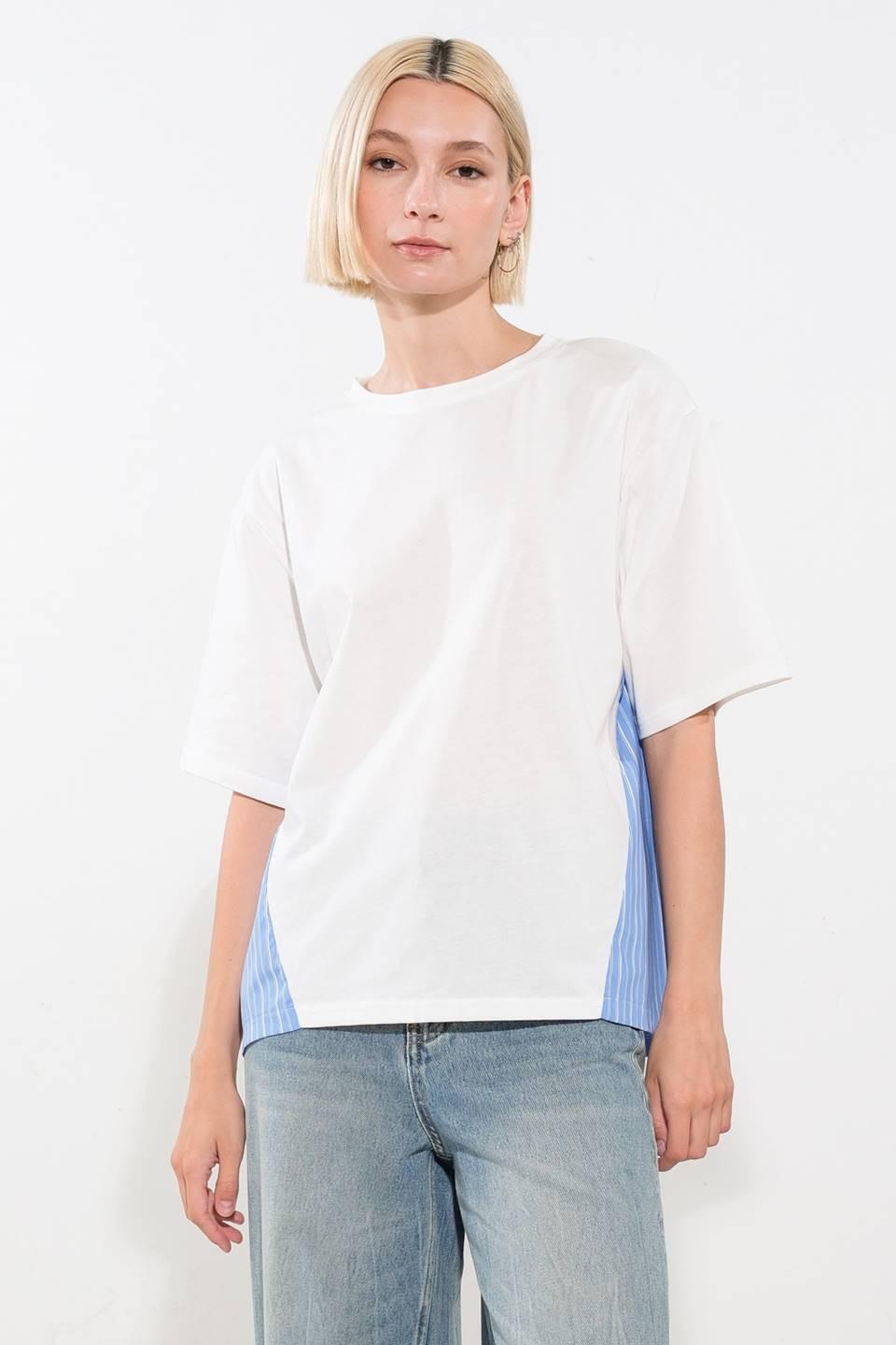 Going in Circles Combination Top in white, view 1 — Soul Flow Apparel